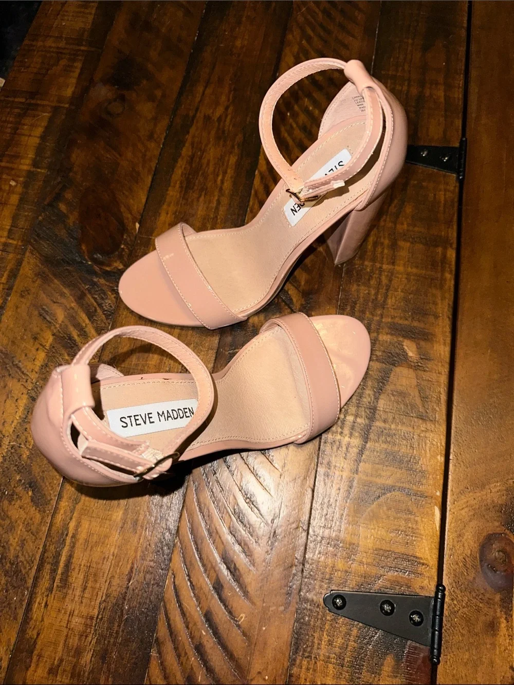 Steve Madden Carrson Blush Patent Leather Block Heel Sandals - NWOB - Size 7.5